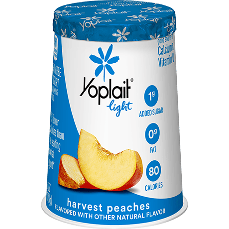 Yoplait Light Single Serve Harvest Peach Yogurt, front of product.