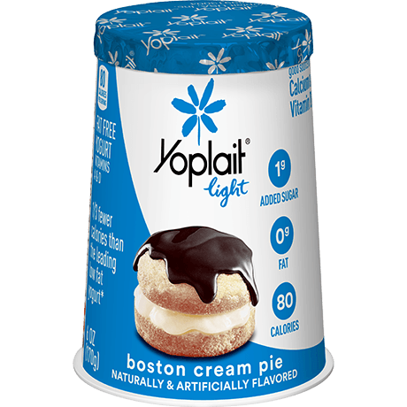 Yoplait Light Single Serve Boston Cream Pie Yogurt, front of product.