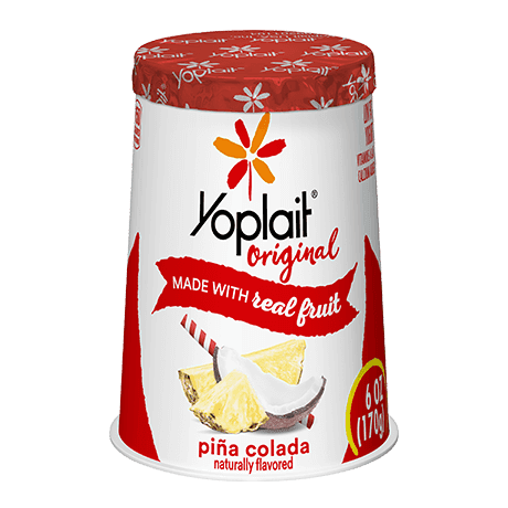 Yoplait Original Single Serve Piña Colada Yogurt, front of product.