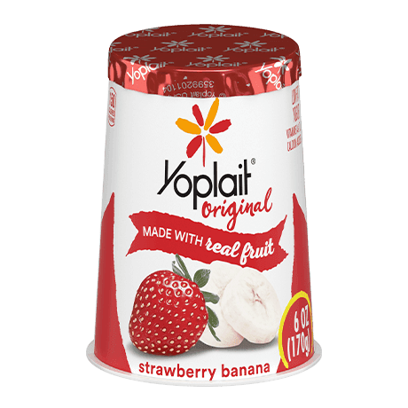 Yoplait Original Single Serve Strawberry Banana Yogurt, front of product.