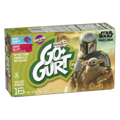 Yoplait Go-GURT 16 Count Berry & Cherry Yogurt Tubes, front of product.