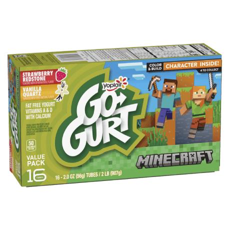 Yoplait Go-GURT 16 Count Strawberry & Vanilla Yogurt Tubes, front of product.
