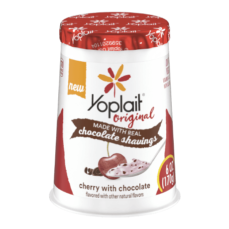 Yoplait Original Cherry with Chocolate Shavings Yogurt, front of product.
