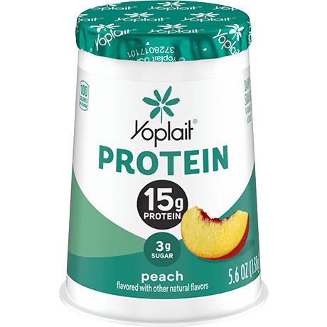 Yoplait protein peach yogurt single serve, front of package