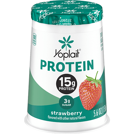 Yoplait protein strawberry yogurt single serve, front of package