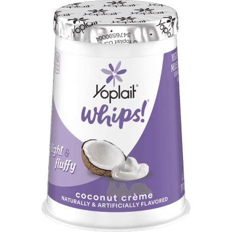Yoplait whips coconut crème, front of package.