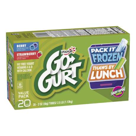 Go-GURT berry and strawberry 20 count, front of package